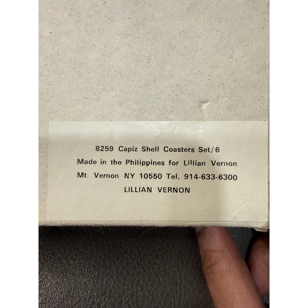 Lillian Vernon Vintage Capiz Shell Coasters Set of 6 with‎ Holder 8259